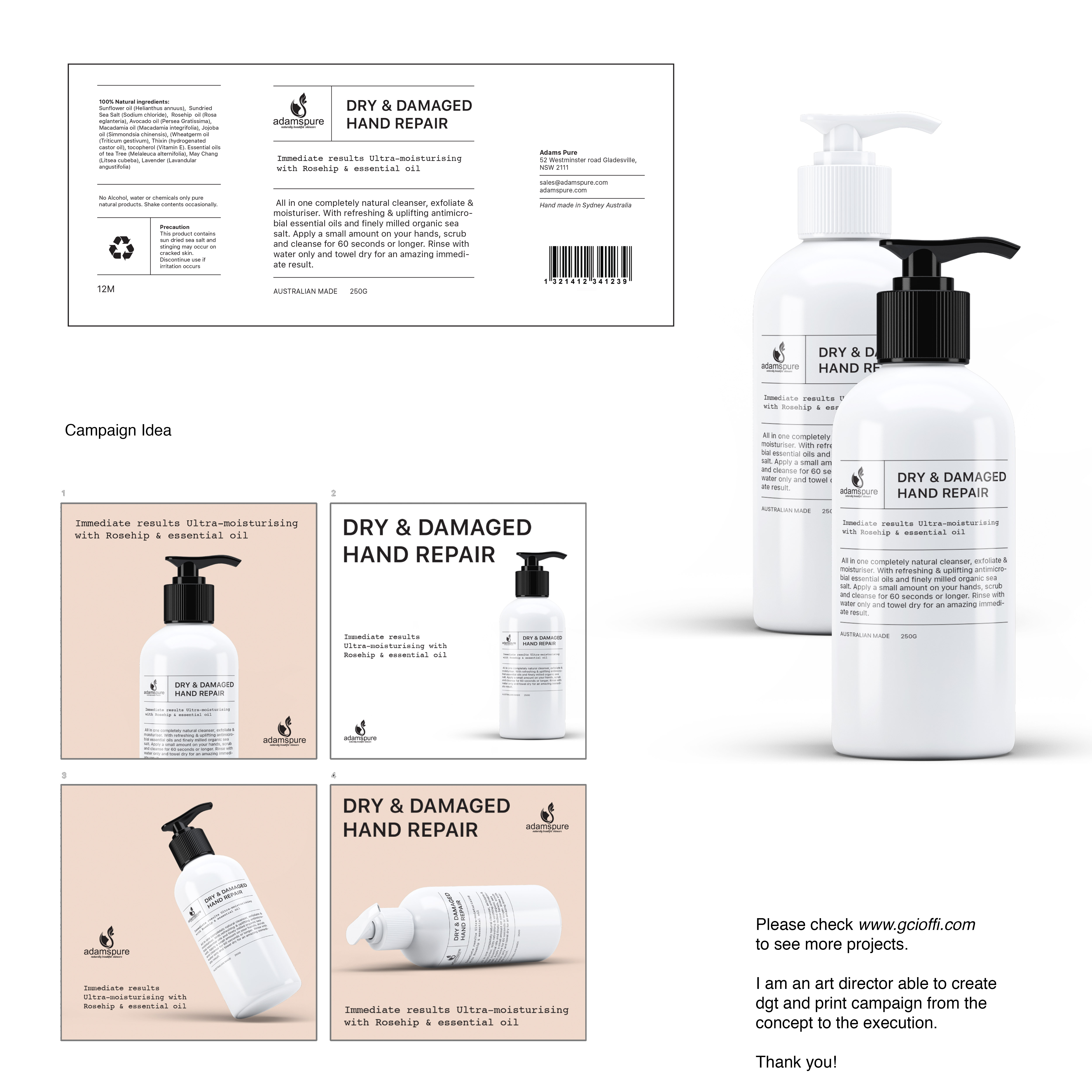 Label Design by cioffi.gianfranco for Adams Pure Australian Sunshine | Design #25117636