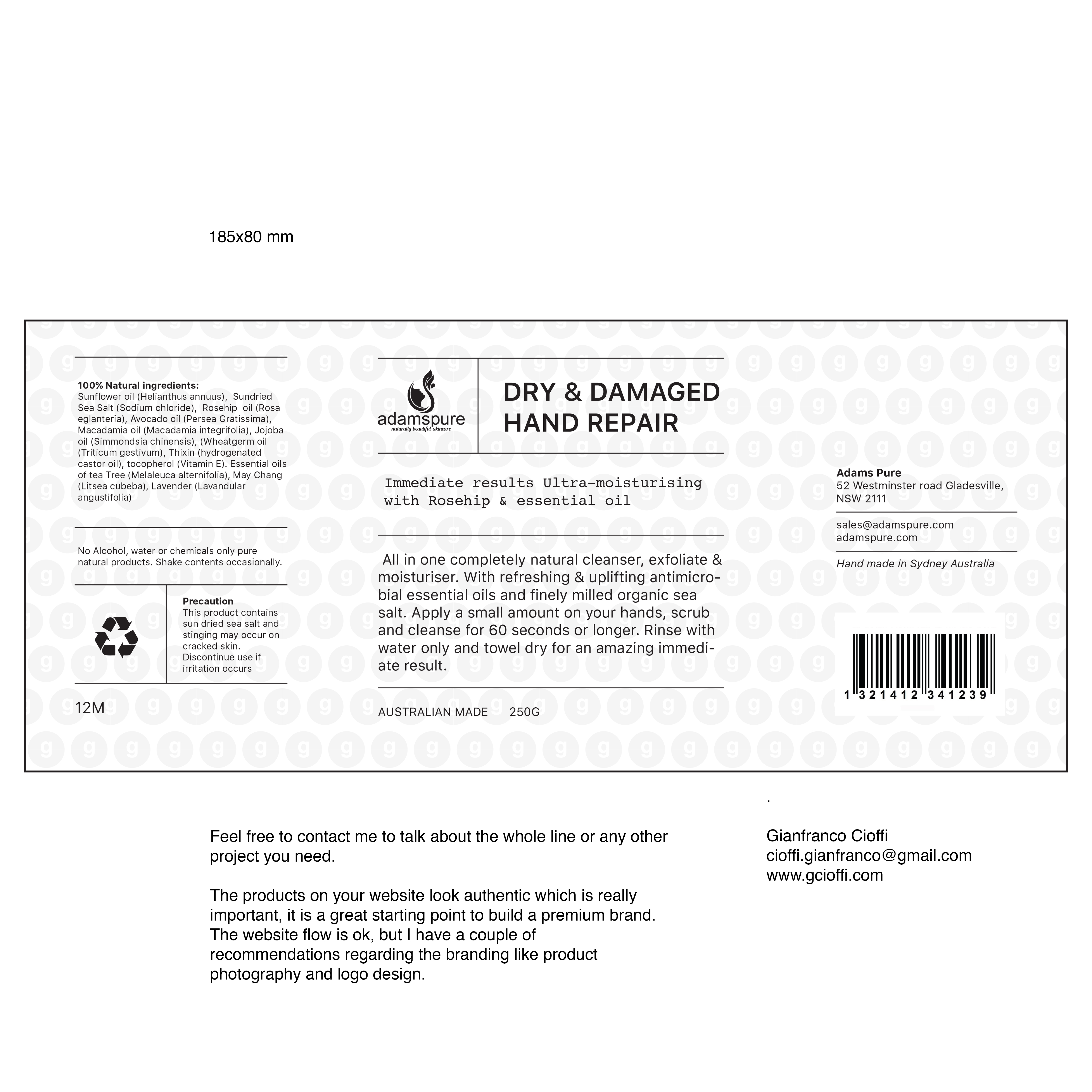 Label Design by cioffi.gianfranco for Adams Pure Australian Sunshine | Design #25127475