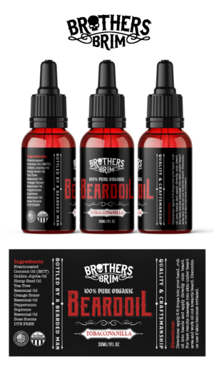 Brothers Brim Beard Oil Label for 1oz dropper bottle | Label Design by SAI DESIGNS
