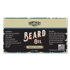 Brothers Brim Beard Oil Label for 1oz dropper bottle | Label Design by ronin71