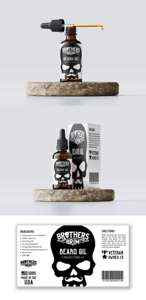 Brothers Brim Beard Oil Label for 1oz dropper bottle | Diseño de Etiqueta por Shumaila Kiran