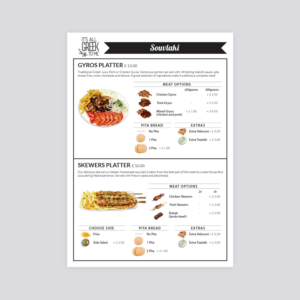 Greek Souvlaki Restaurant Menu Design | Diseño de Flyer por - SWING -