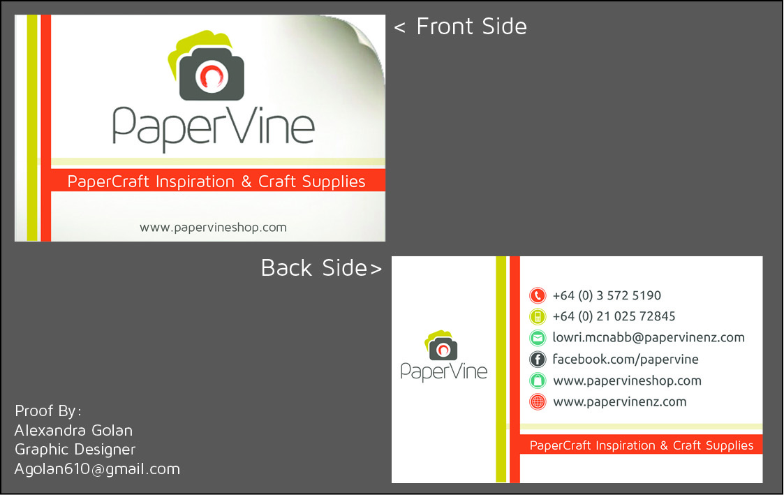 Business Card Design by Alexandra Golan for PaperVine | Design #3821018