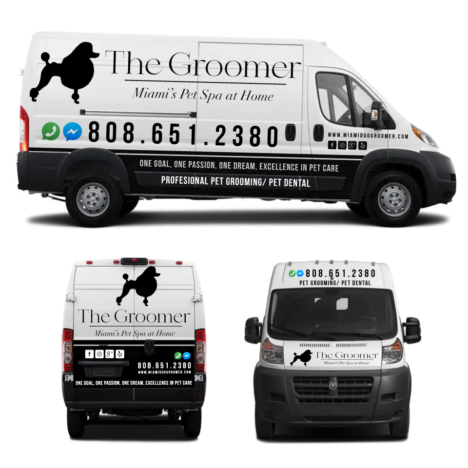 Car Wrap Design by Yoga Tri for The groomer  | Design #25227532