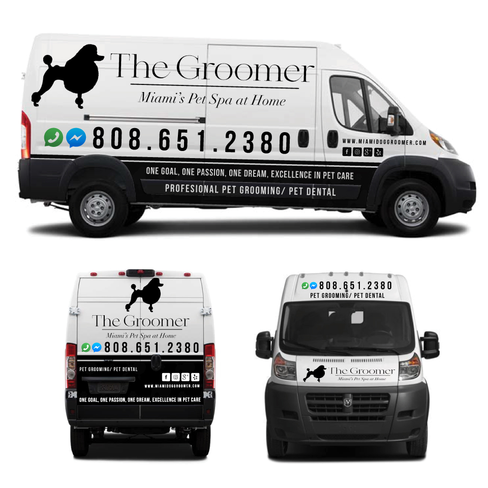 Car Wrap Design by Yoga Tri for The groomer  | Design #25227894