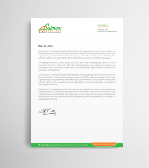 Letterhead Design by Infinitive Technology for Salmon Agency | Design: #25104669