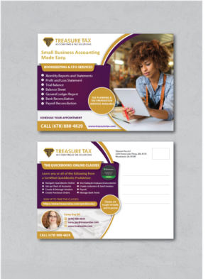 2 sided  5x7 Flyer for Treasure Tax advertising Bookkeeping Services and QuickBooks Classes | Design de Flyer par alex989