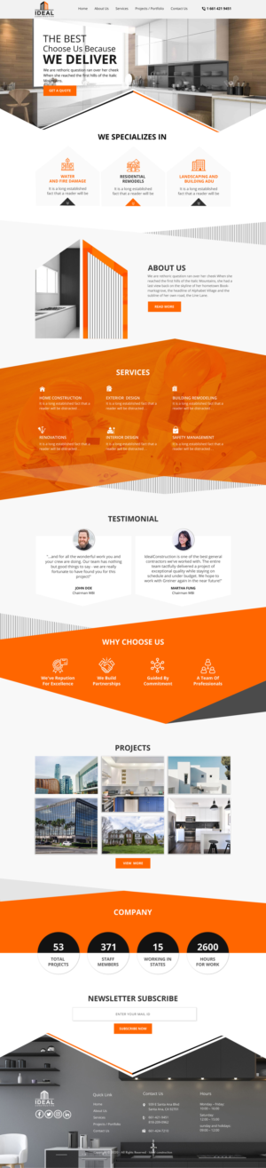 Web Design by sai.designer87 for Ideal Construction | Design: #25116775