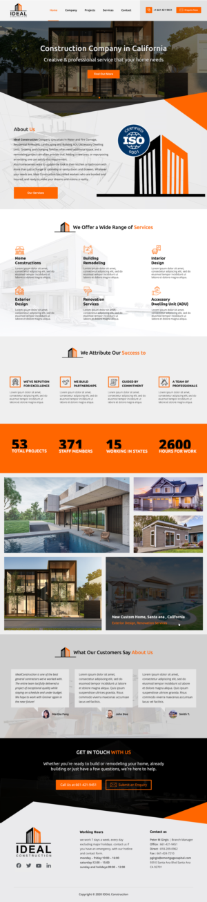 Ideal Construction Web Site / Business Cards | Web Design by WP Cube