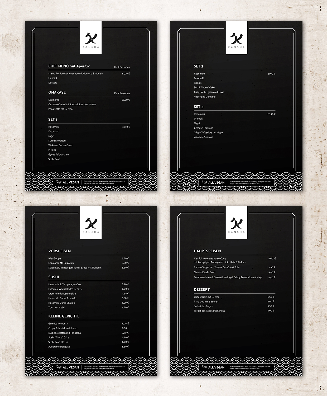 Menu Design by sun_design for KANSHA GmbH & Co KG | Design #25150122
