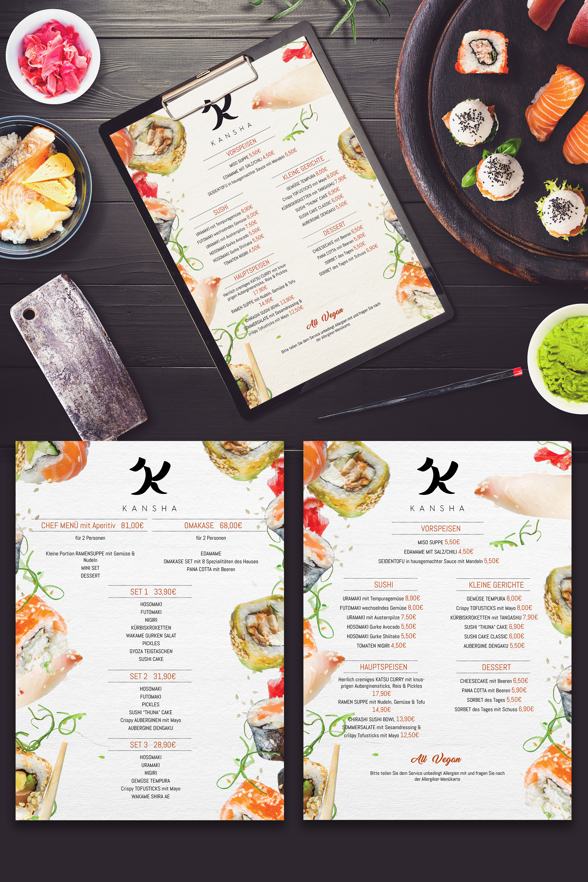 Menu Design by Louie Fuentes | Manobo Graphic Design Services for KANSHA GmbH & Co KG | Design #25156361