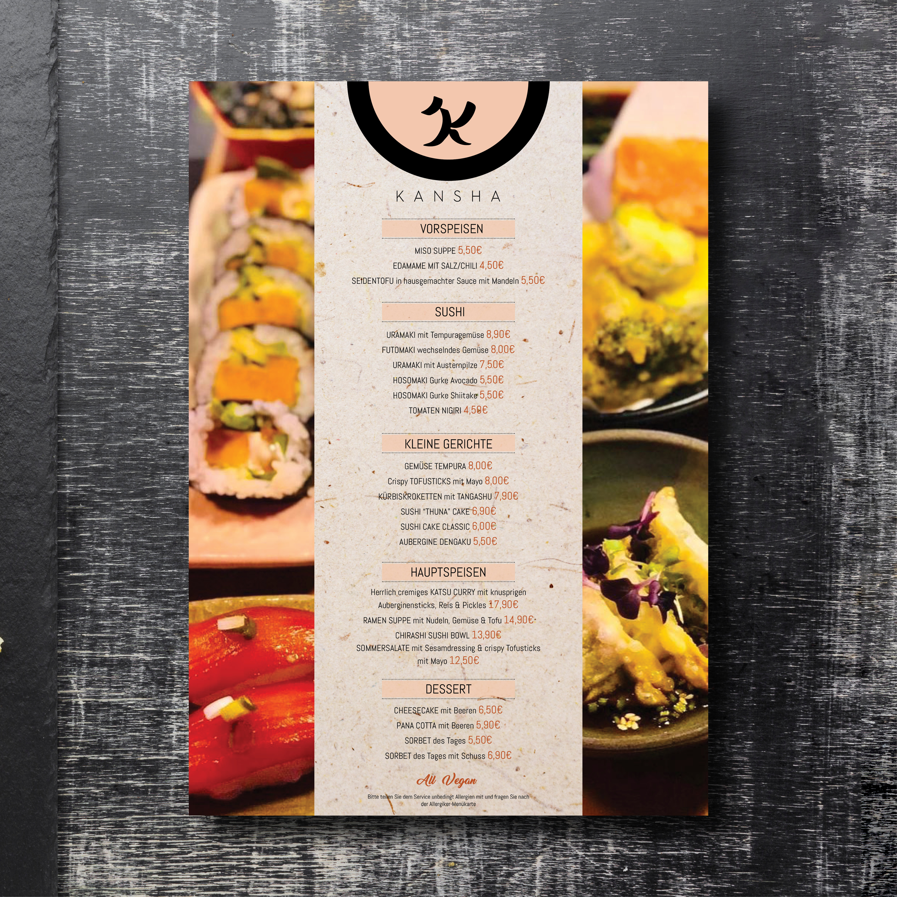Menu Design by Louie Fuentes | Manobo Graphic Design Services for KANSHA GmbH & Co KG | Design #25165306
