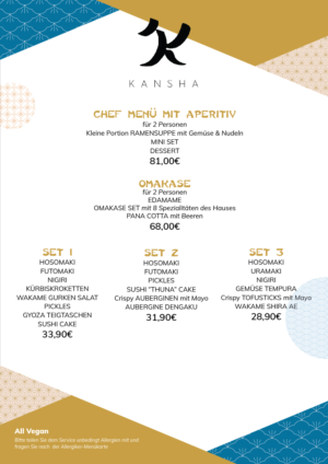Menu Design by eleven for KANSHA GmbH & Co KG | Design: #25164670