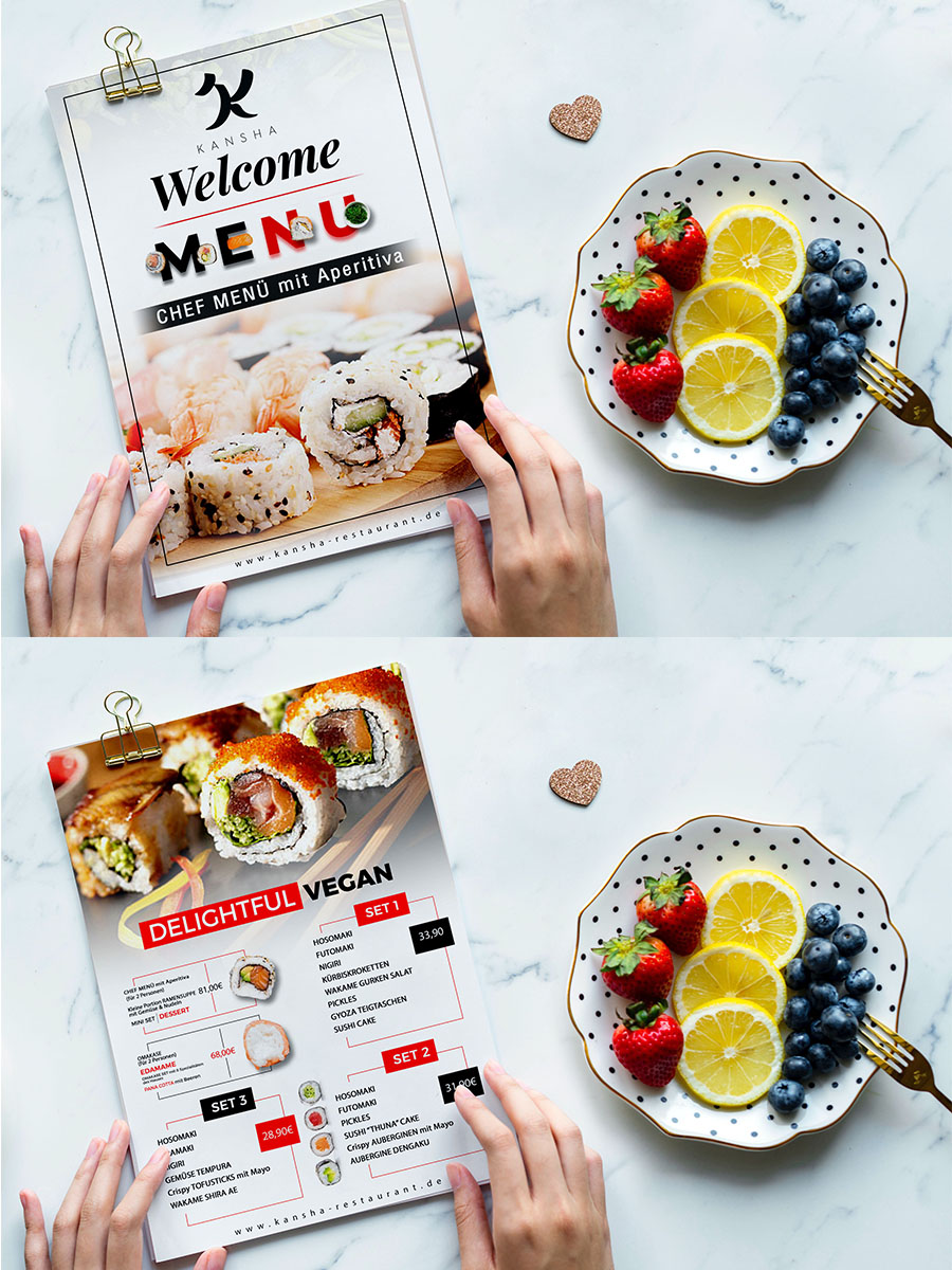 Menu Design by n214008 for KANSHA GmbH & Co KG | Design #25170353