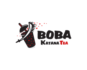 line 1= BOBA  , line 2 = KATANA TEA | Diseño de Logo por Kira Graphics