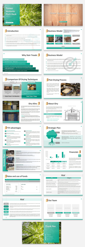 Pitch deck for fundraising for a timber drying business | PowerPoint Design by Luvinda