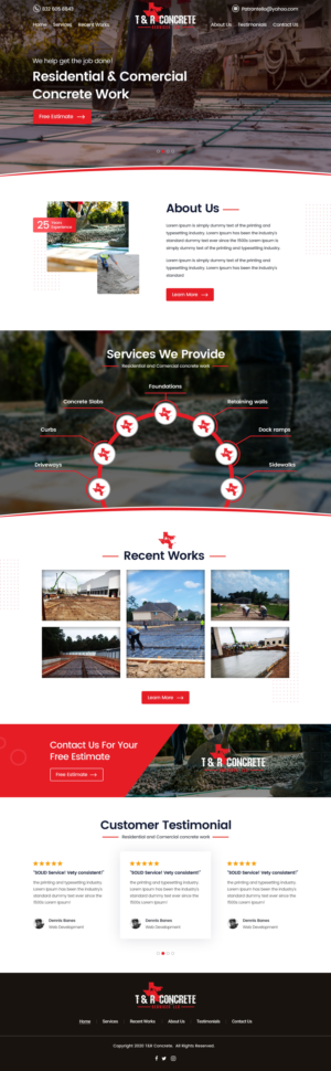 Web Design by Shijo John for T & R Concrete Services LLC  | Design: #25178082