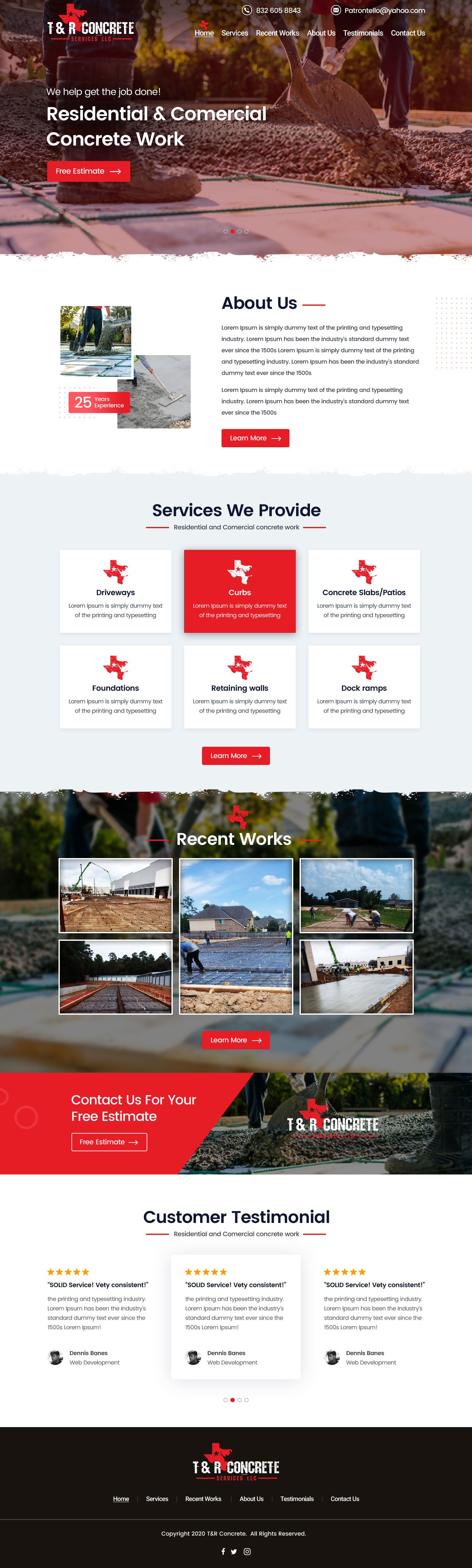 Web Design by Shijo John for T & R Concrete Services LLC  | Design #25178086