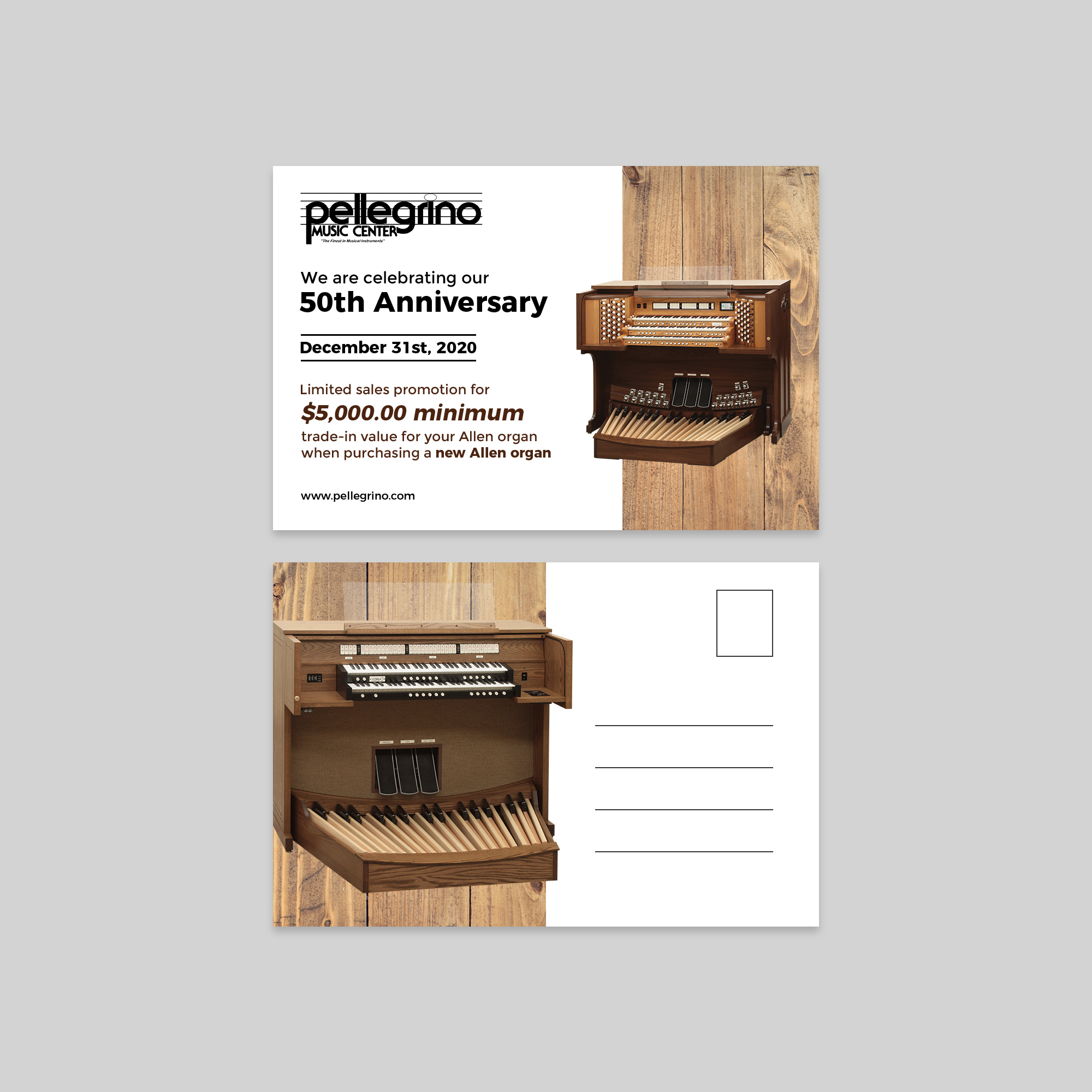 Postcard Design by Cosmos Studios for Pellegrino Music Center | Design #25177209