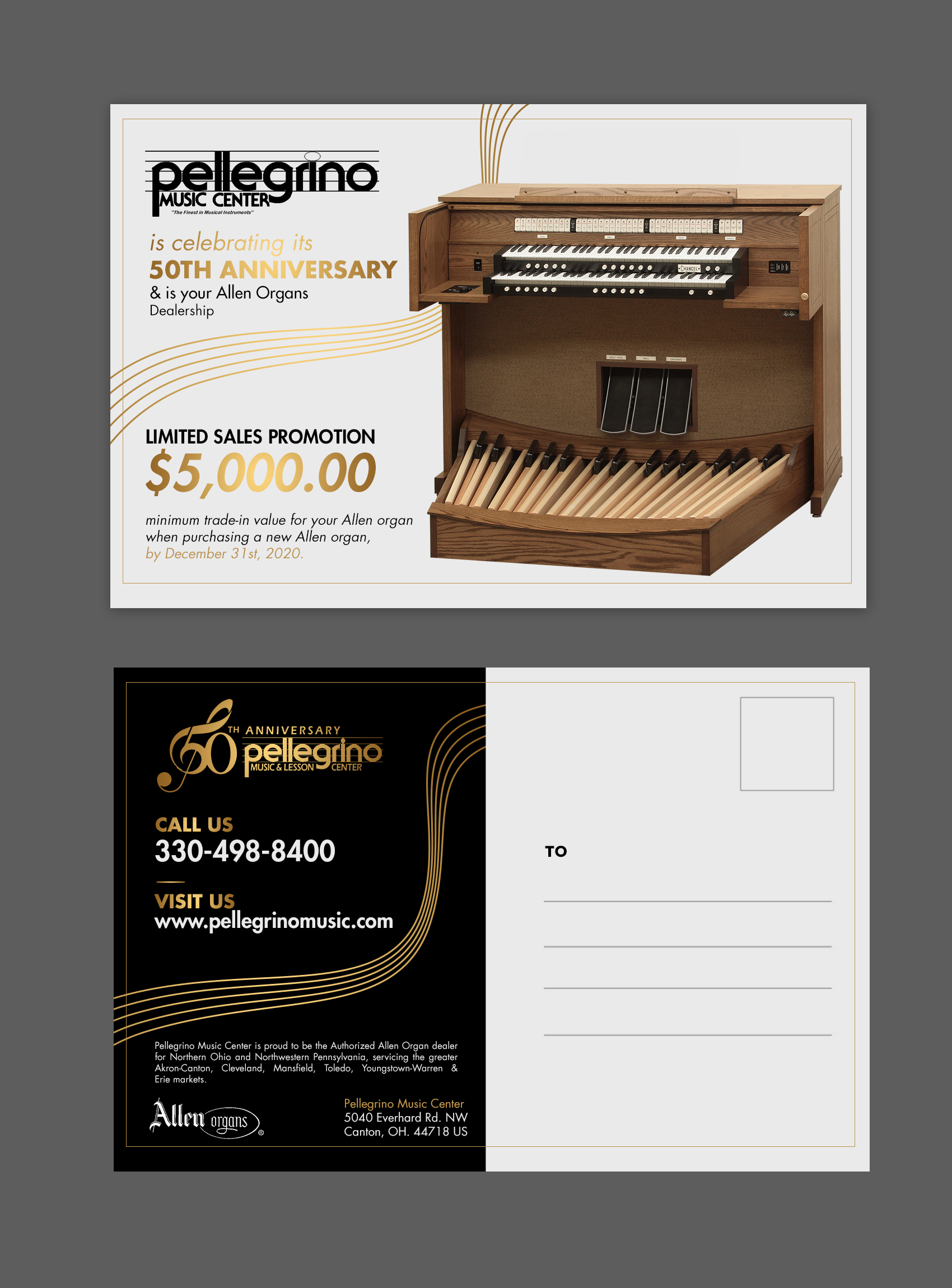 Postcard Design by chandrayaan.creative for Pellegrino Music Center | Design #25177210