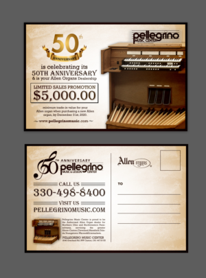 Postcard Design by chandrayaan.creative for Pellegrino Music Center | Design: #25178686