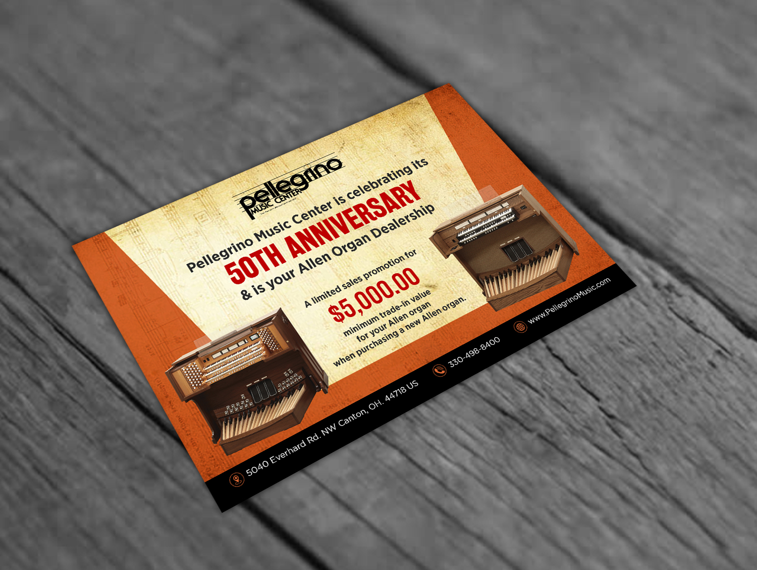 Postcard Design by GraphicsGuru for Pellegrino Music Center | Design #25198665