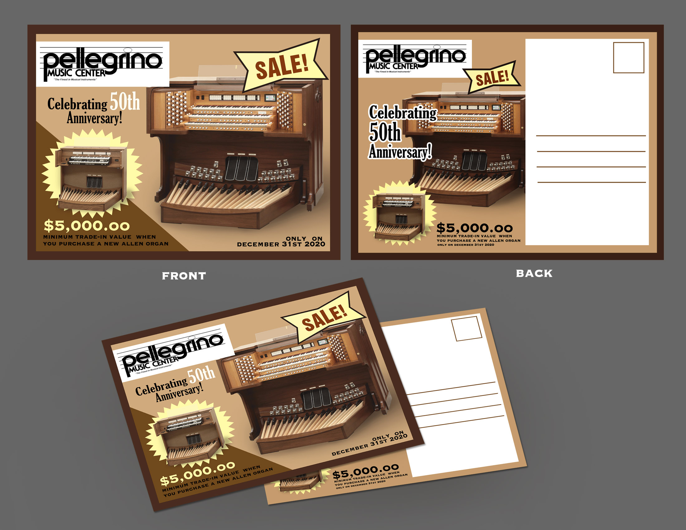 Postcard Design by dharl15 for Pellegrino Music Center | Design #25190756