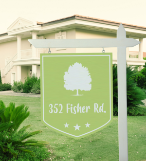 hand painted address sign/ old golf course look | Graphic Design by MPStudio