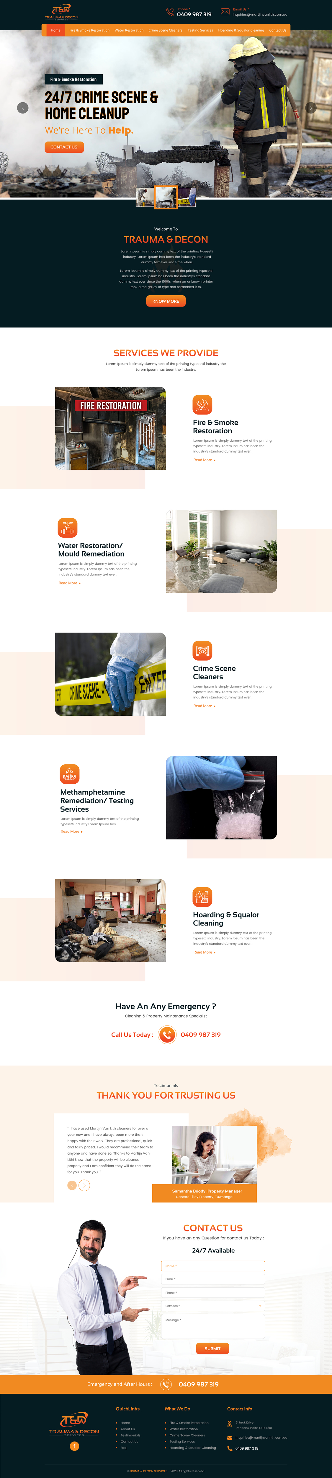 Wordpress Design by rightway for Trauma & Decon Services | Design #25211560