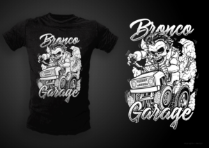 Bronco Garage - Hot Rod Vintage Motorsports T-Shirt | Diseño de Camiseta por dsgrapiko