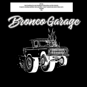 Bronco Garage - Hot Rod Vintage Motorsports T-Shirt | Diseño de Camiseta por jamesmccue1