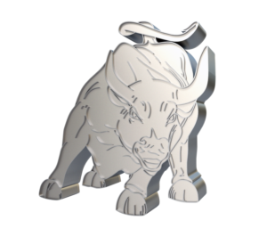 3d relief figure of stock market bull | Graphic Design by hover