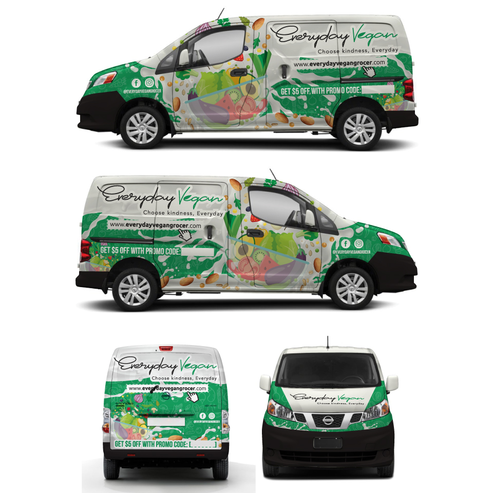 Design de Covering de Véhicule par Yoga Tri pour Everyday Vegan Grocer | Design #25265102