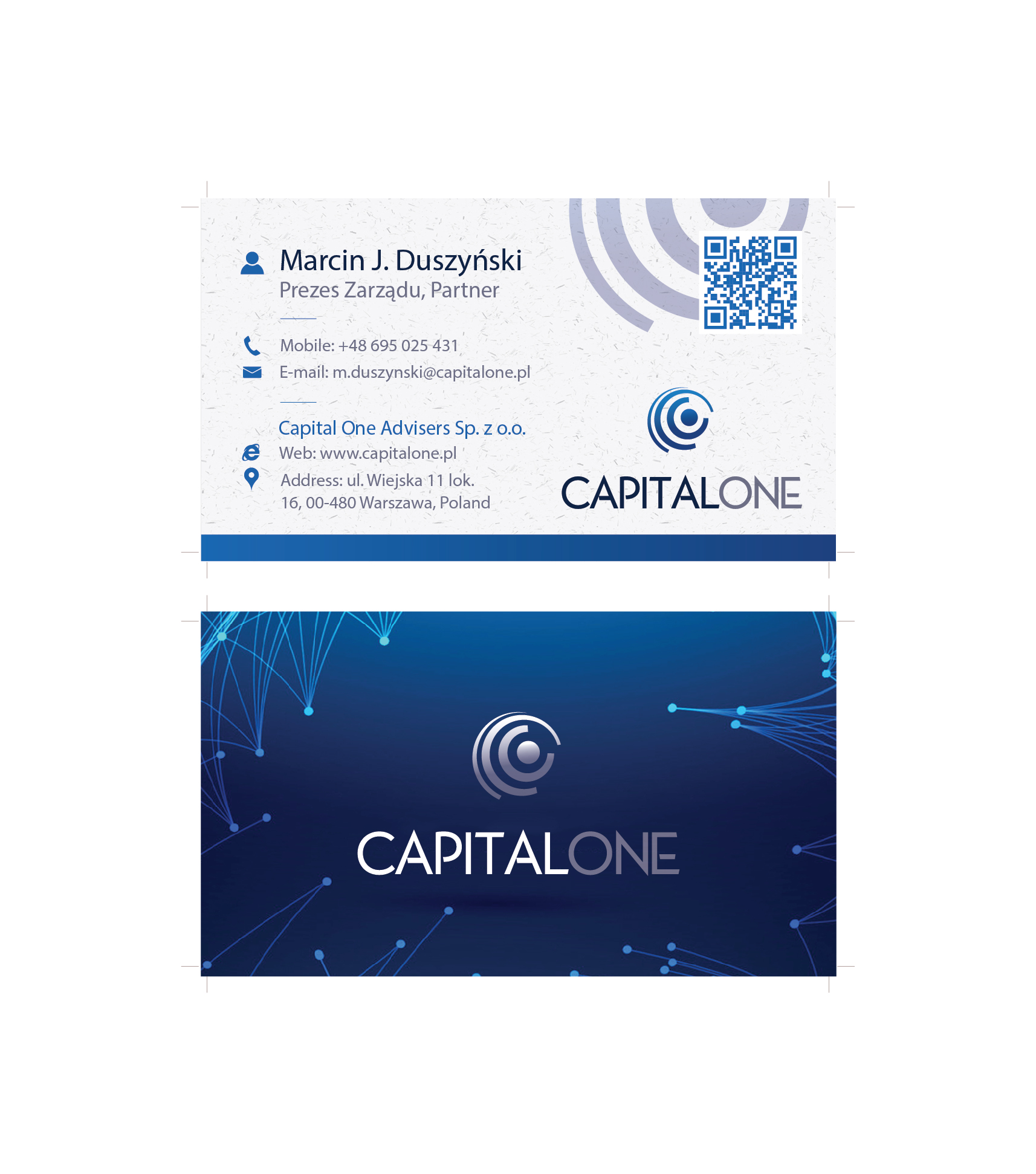 Visitenkarten-Design von Creativeartbd für CAPITAL ONE PARTNERS SP. Z O.O. SP.K. | Design #25268404