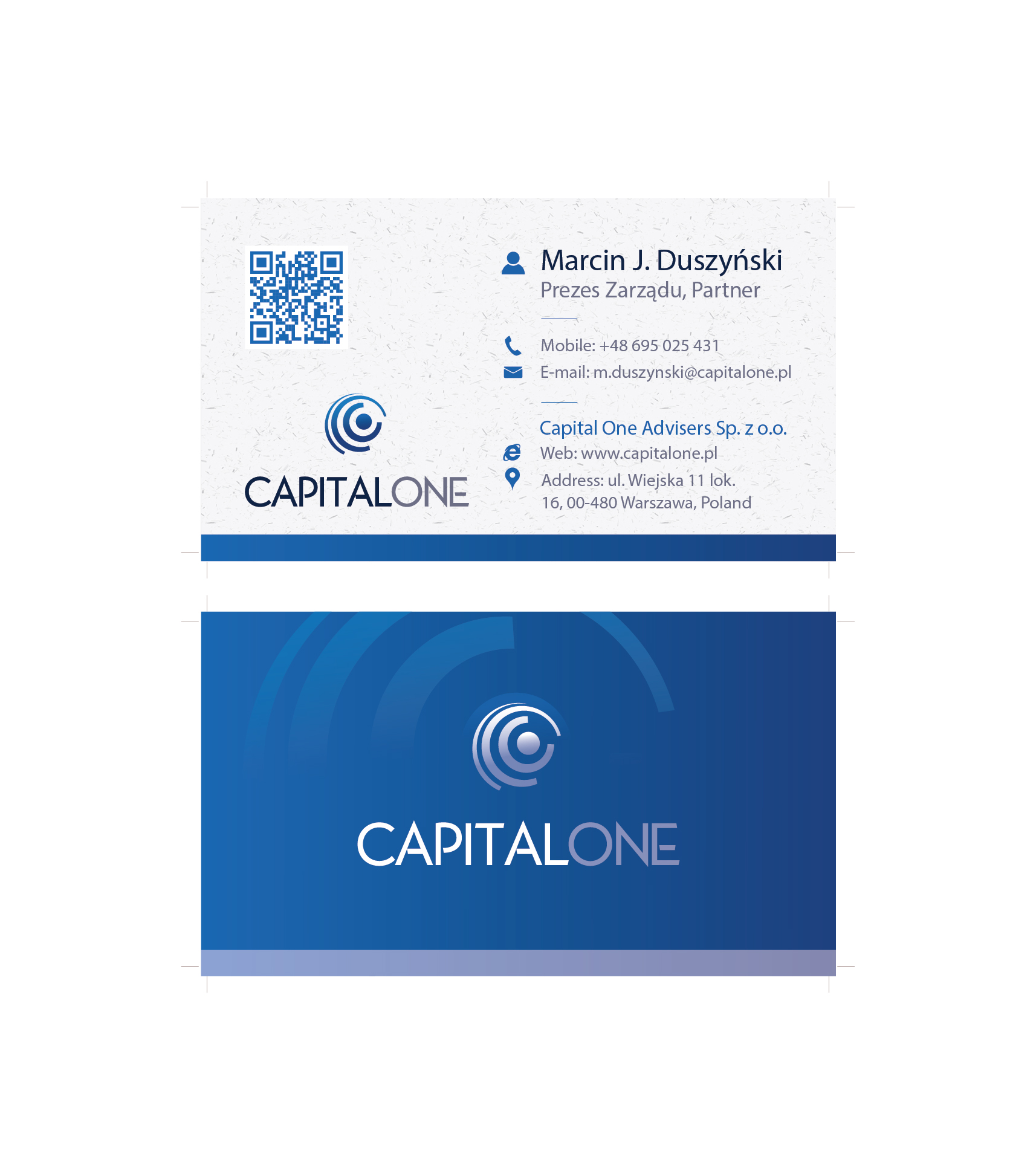 Business Card Design by Creativeartbd for CAPITAL ONE PARTNERS SP. Z O.O. SP.K. | Design #25275021