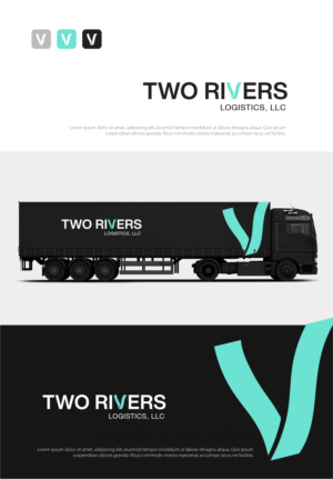Probably would stack TWO RIVERS on top line and Logistics, LLC in smaller print on the second line. | Logo Design by creative.visuals