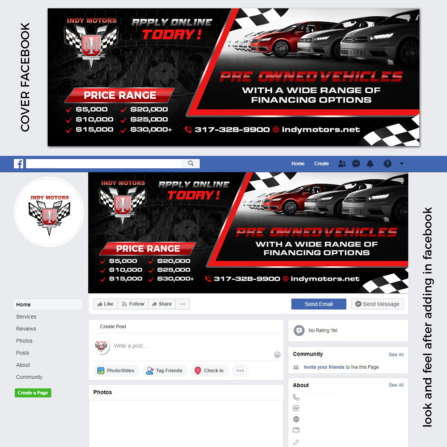Diseño de Facebook por TSU Creations para Indy Motors, Inc. | Diseño #25289137