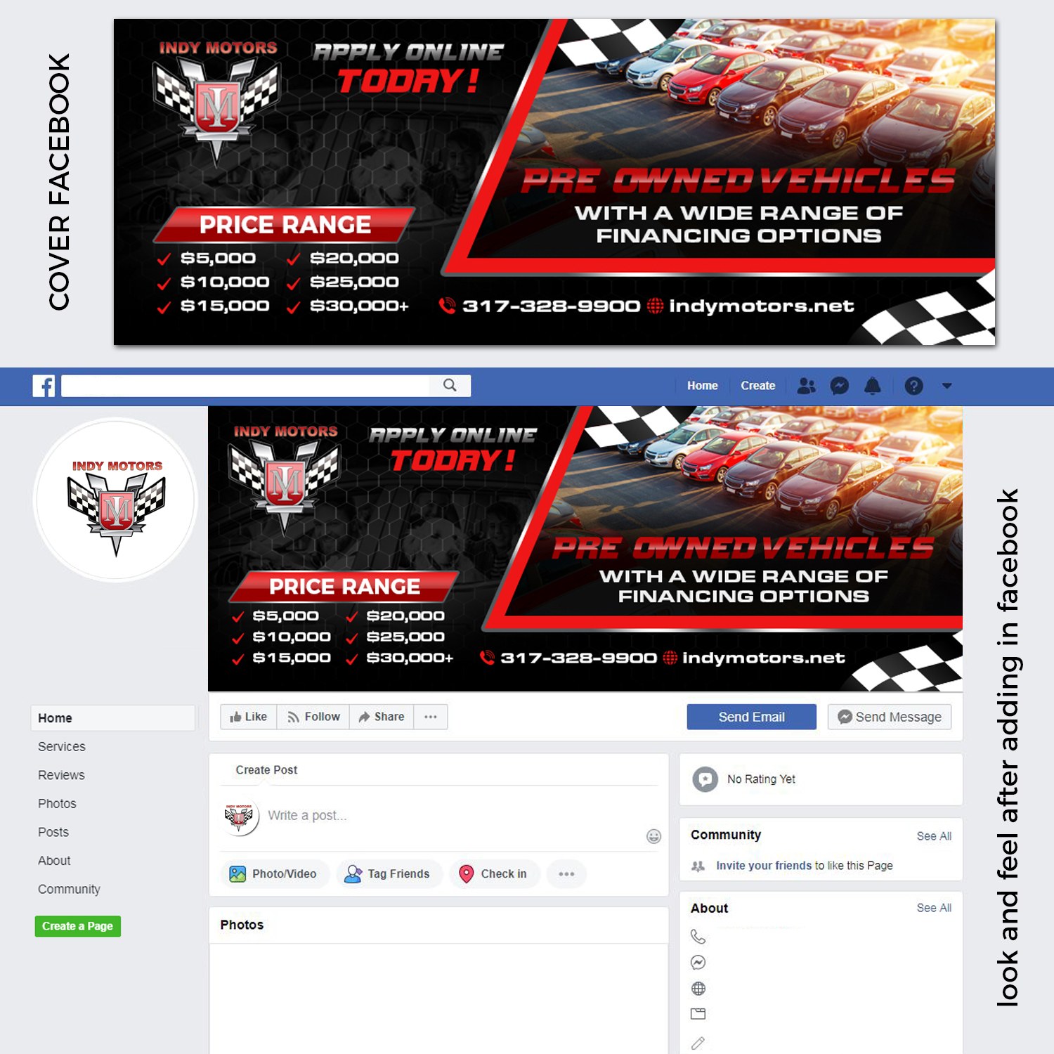 Facebook Design by TSU Creations for Indy Motors, Inc. | Design #25290733