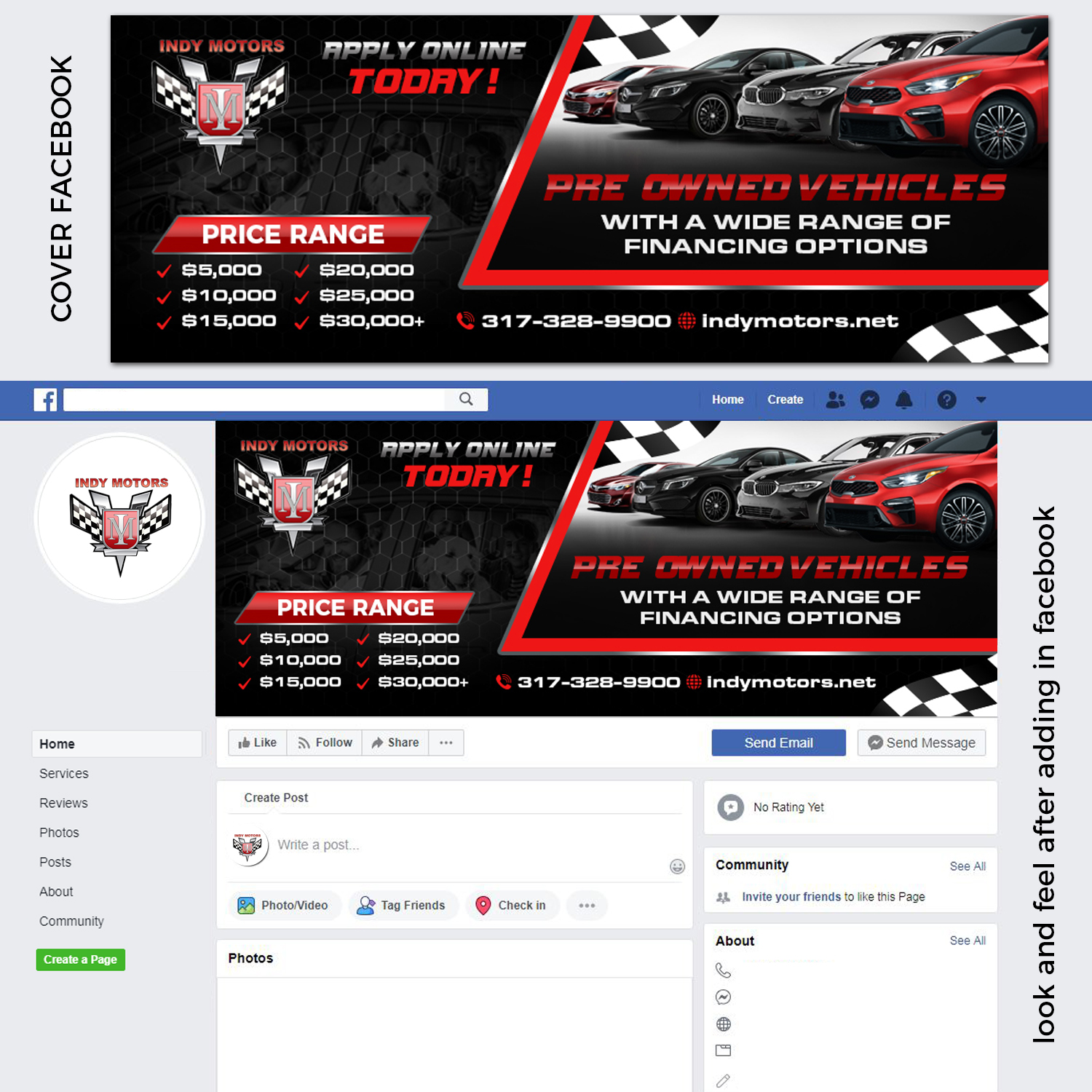 Facebook Design by TSU Creations for Indy Motors, Inc. | Design #25291358