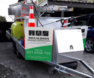 Donaldson property maintenance house wash and water tank cleaning trailer | Graphic Design by ajeesh.in