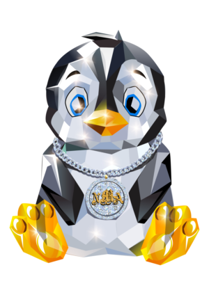 Glass Penguin With Diamond Chain