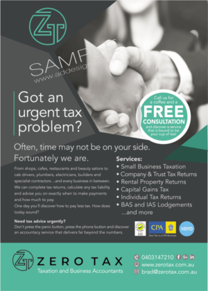 Business is called "Zero Tax". Accounting and tax services.  | Flyer-Design von the artworks