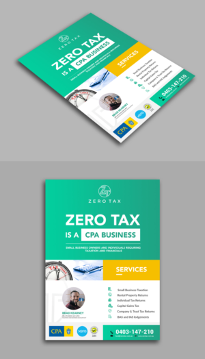 Business is called "Zero Tax". Accounting and tax services.  | Flyer-Design von aspiremedia