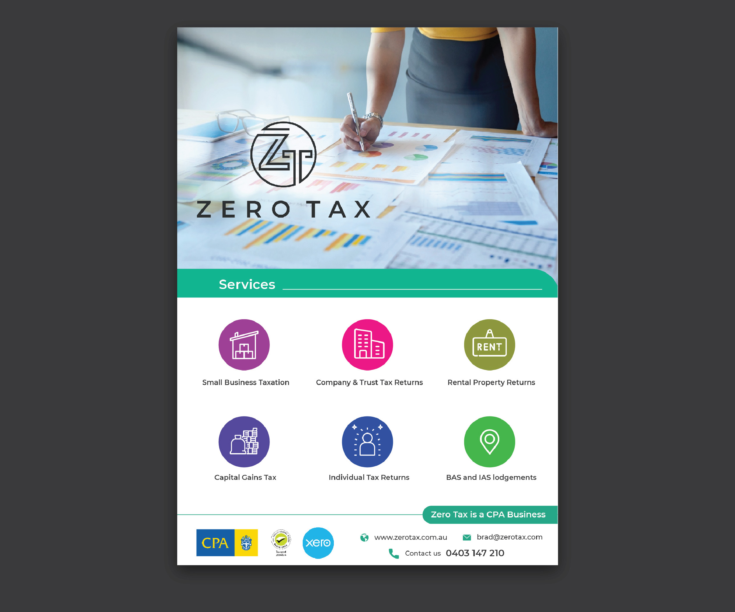 Design de Flyer par Softwareondemand pour Zero Tax | Design #25323593