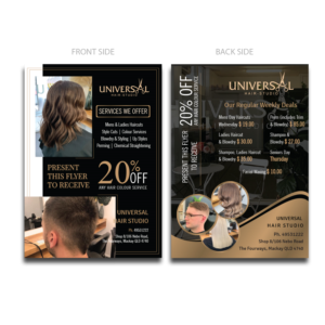 UNIVERSAL HAIR STUDIO NEEDS A FLYER MADE | Flyer Design by Creative Jiniya