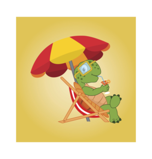 Happy Turtle Drinking from Biodegradable Straw | Design Graphique par atularts