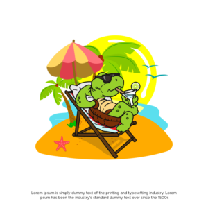 Happy Turtle Drinking from Biodegradable Straw | Design Graphique par cahayafatimah
