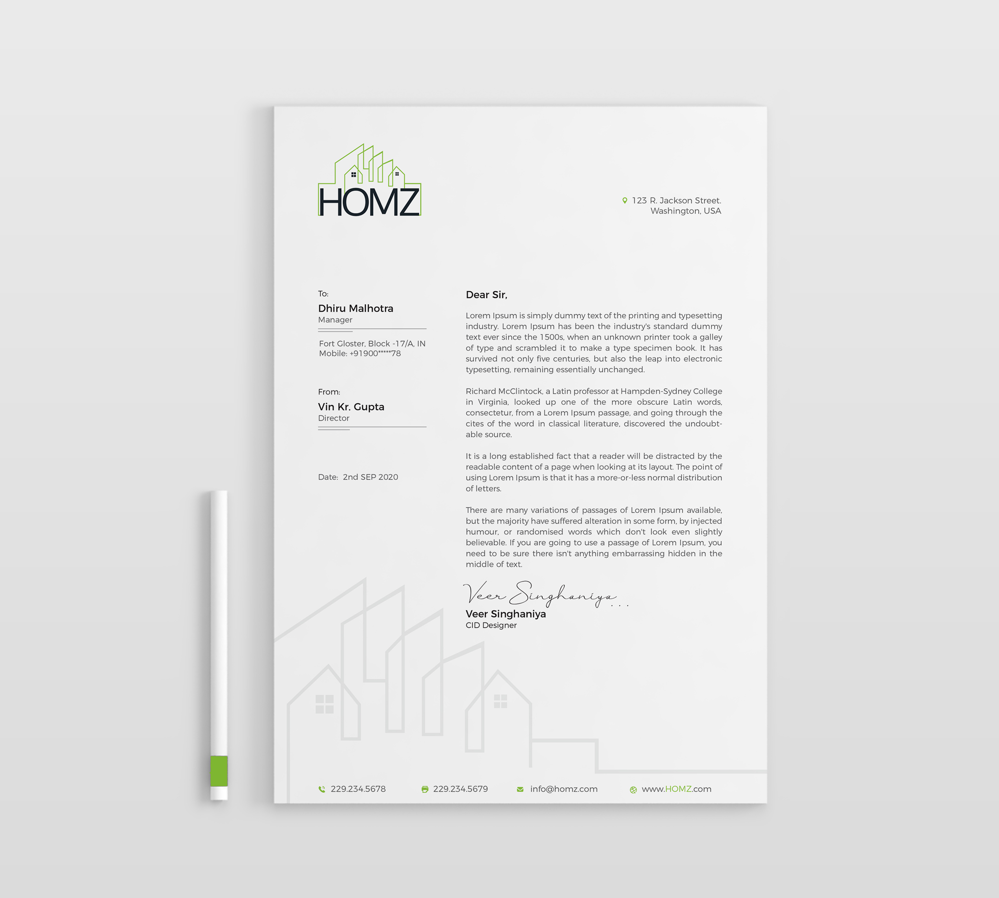 Stationery Design by kreativedhir for Homz app | Design #25315324