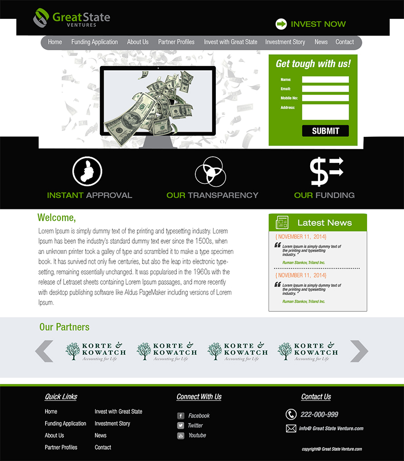 Web-Design von Bright Star für Great State Ventures | Design #3034265