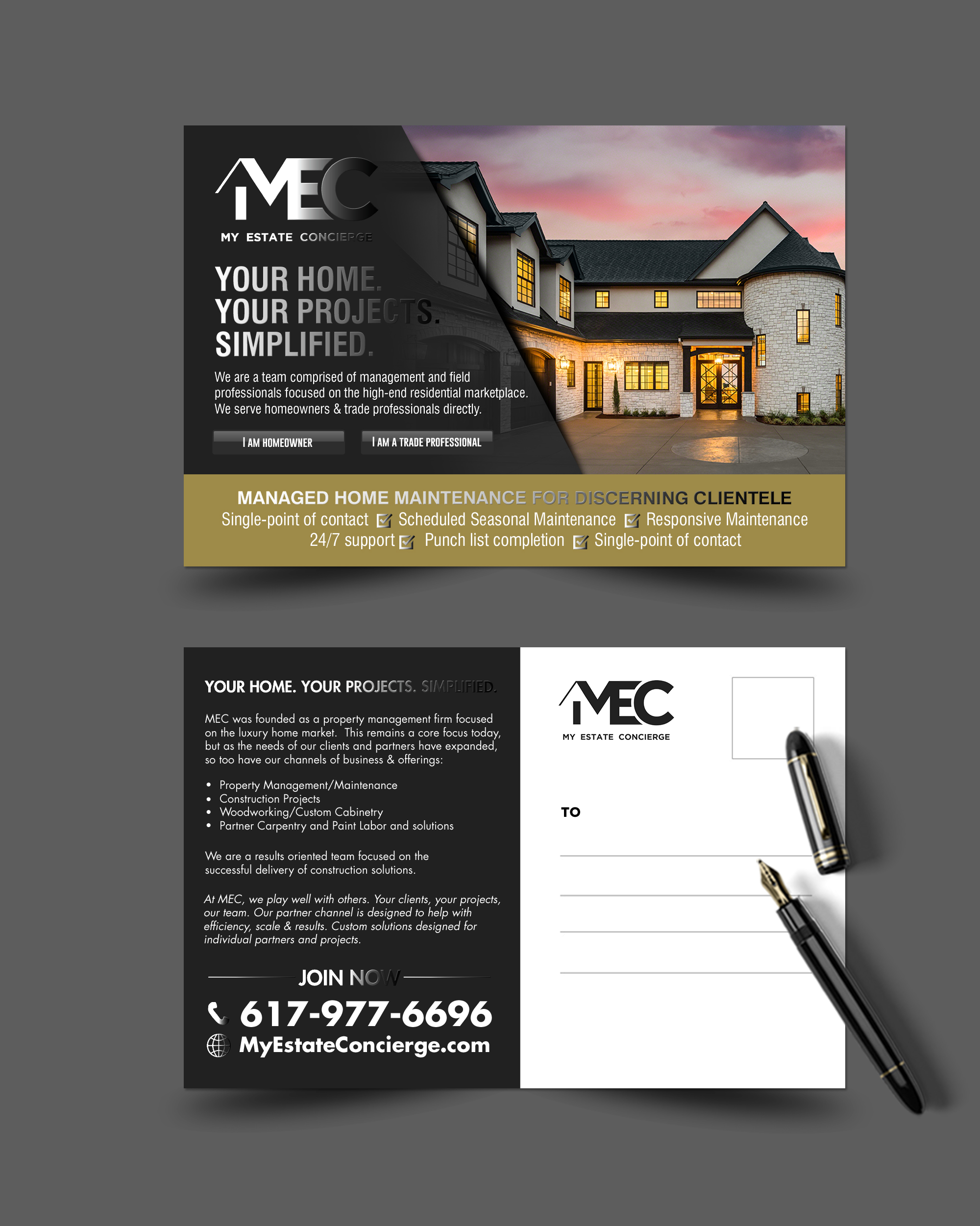 Postcard Design by chandrayaan.creative for My Estate Concierge | Design #25329057